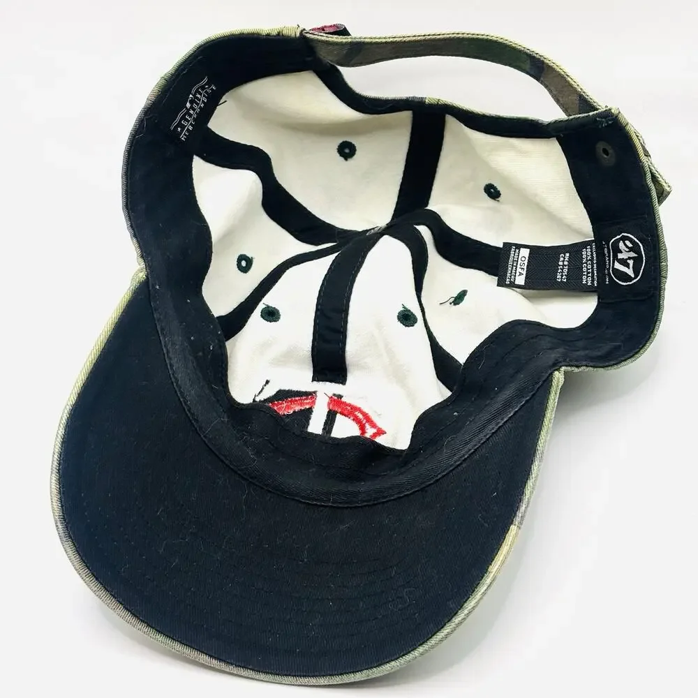 Minnesota Twins Hat Cap Men’s Green Camo MLB Baseball Strapback 47 Brand - Picture 6 of 8